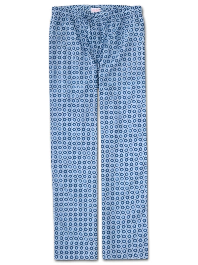 Derek Rose Ledbury Geometric-print Cotton Pyjama Trousers In Blue