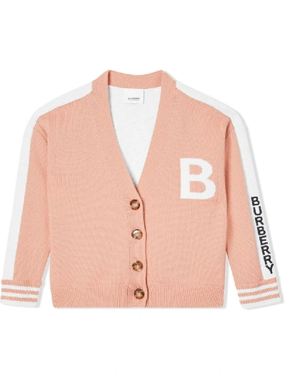 Burberry Kids' B Motif Jacquard Cardigan In Pink