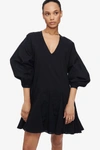 Anine Bing Peyton Cotton-poplin Mini Dress In Black