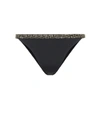 Versace Black Greca Border Bikini Bottoms In Black