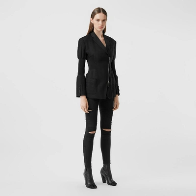 Burberry Technical Twill Reconstructed Blazer In Black