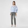 BURBERRY Puff-sleeve Striped Cotton and Jersey Blouse