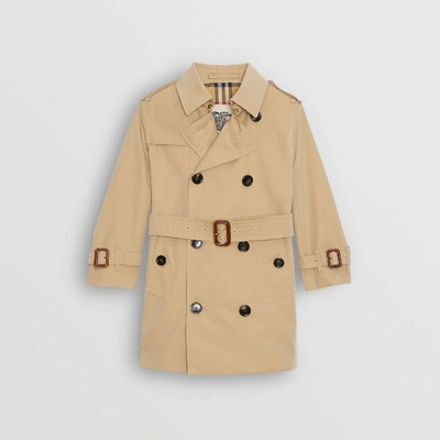 Burberry Kids' Cotton Gargadine Trench In Honey