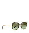 Tory Burch Open-wire Square Sunglasses In Gold