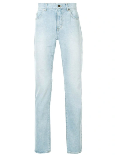 Saint Laurent Classic Straight Leg Jeans Blue In White