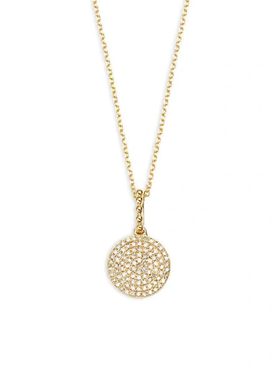 Kc Designs Disc Pave Diamond And 14k Yellow Gold Pendant Necklace
