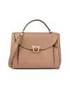 Ferragamo Leather Top Handle Bag In New Moka