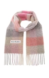 Acne Studios Vally Oversized Fringed Plaid Wool-blend Scarf In Pink