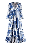 La Doublej Jennifer Jane Floral Ruffle Cotton Midi Dress In Multicolor