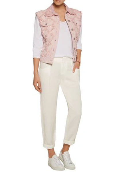 Isabel Marant Garson Frayed Denim Vest In Baby Pink