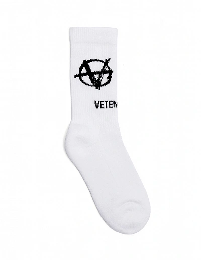 Vetements White Anarchy Logo Socks