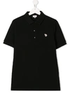 Paul Smith Junior Teen Short Sleeve Polo Shirt In Black