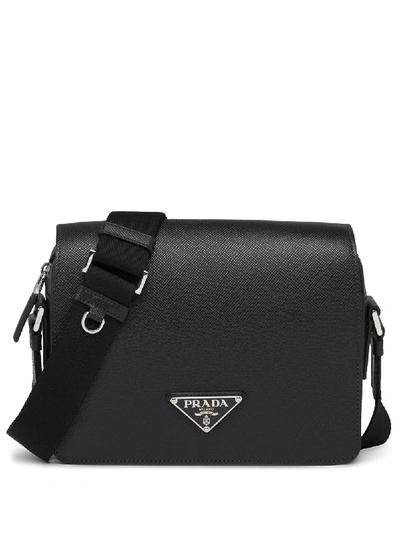 Prada Triangle Logo Shoulder Bag In Black