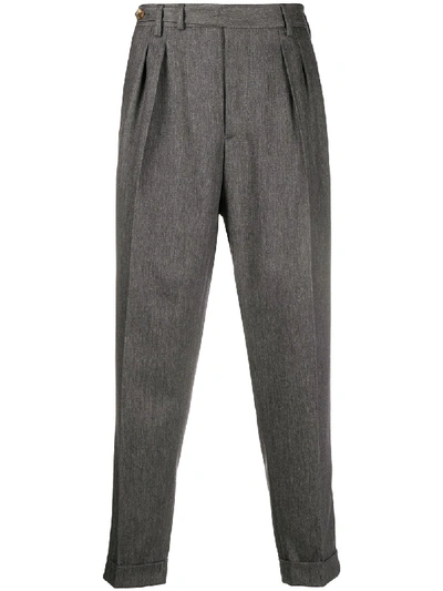Brunello Cucinelli Tapered Prince Of Wales Checked Cashmere And Silk-blend Suit Trousers In Grey