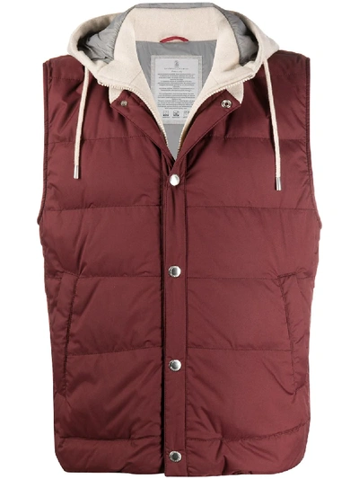 Brunello Cucinelli Layered Padded Gilet In Red
