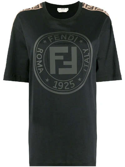 Fendi T-shirt Mit Logo-print In Black