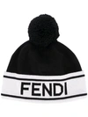 FENDI LOGO EMBROIDERED BEANIE