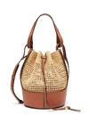 Loewe 'paula's Ibiza Balloon' Leather Frame Raffia Crossbody Bag In Neutral