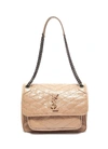 Saint Laurent 'niki Média' Domesticated Calf Leather Shoulder Bag In Neutral
