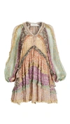 Zimmermann Carnaby Ruffled Tiered Floral-print Silk Crepe De Chine Mini Dress In Spliced