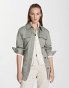 Lafayette 148 Plus-size Skylight Cotton Windom Shirt Jacket In Green