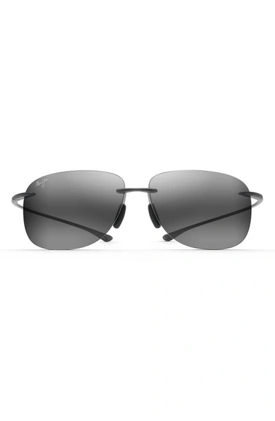 Maui Jim Hikina 62mm Polarized Round Sunglasses In Grey/ Matte Grey