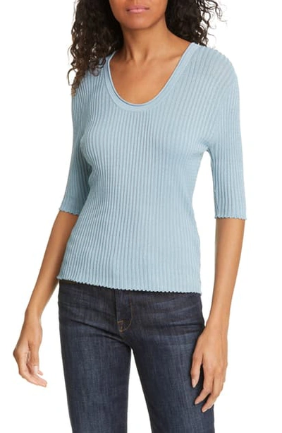 Veronica Beard Dany Rib Knit Top In Sage