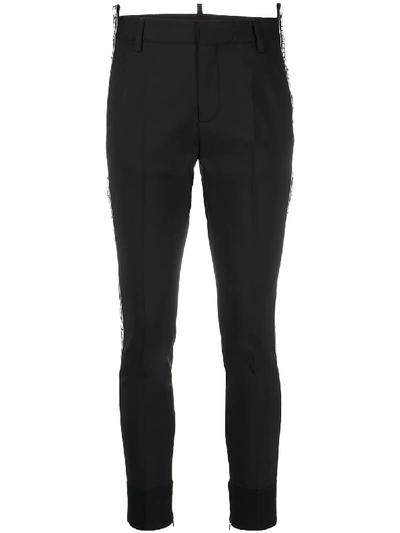 Dsquared2 Contrasting Side Stripes Trousers In Black