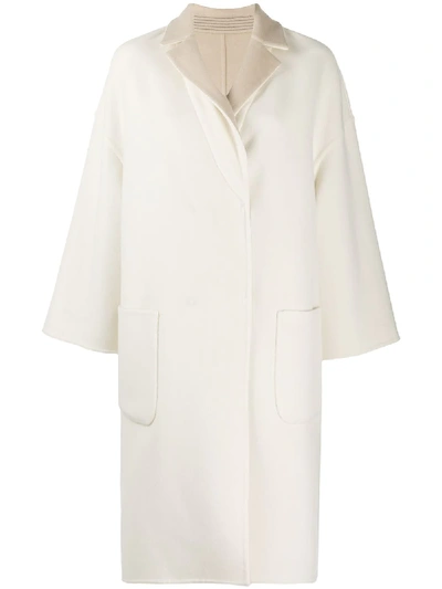 Brunello Cucinelli Reversible Cashmere Coat In White