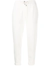 Brunello Cucinelli Cropped Drawstring Track Pants In White