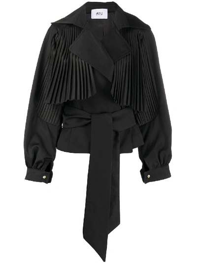 Atu Body Couture Pleat-embellished Jacket In Black