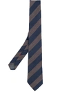 Brunello Cucinelli Beige & Burgundy Striped Tie In Blue