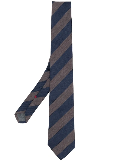 Brunello Cucinelli Beige & Burgundy Striped Tie In Grau