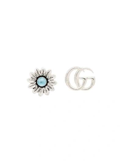 Gucci Sterling Silver Gg Topaz Flower Earrings