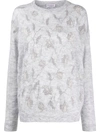 BRUNELLO CUCINELLI FLORAL EMBROIDERY KNITTED JUMPER