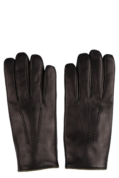 Dolce & Gabbana Leather Gloves In Black