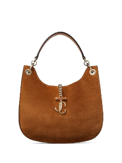 Jimmy Choo Varenne Logo Plaque Tote In Brown