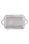 Mariposa Pearled Trim Large Service Tray In Silver