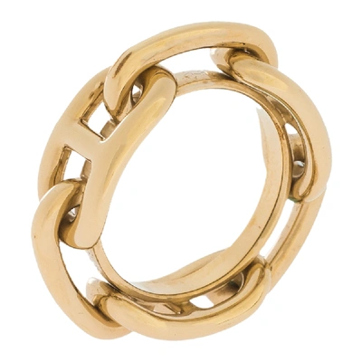 Pre-owned Hermes Regate Permabrass Scarf Ring In Gold