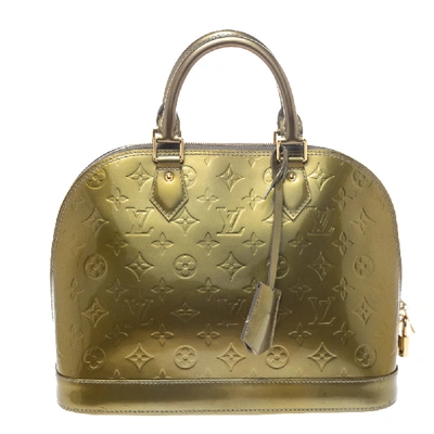 Pre-owned Louis Vuitton Vert Olive Monogram Vernis Leather Alma Pm Bag In Green