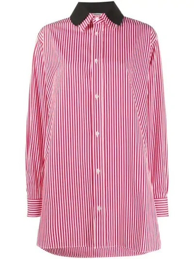 Plan C Oversized Striped Shirt In Red