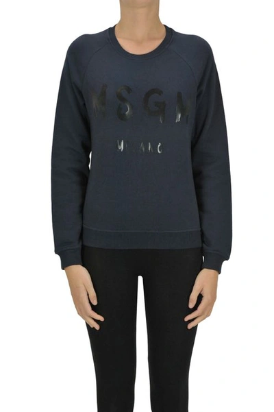 Msgm Designer Logo Sweatshirt In Blue