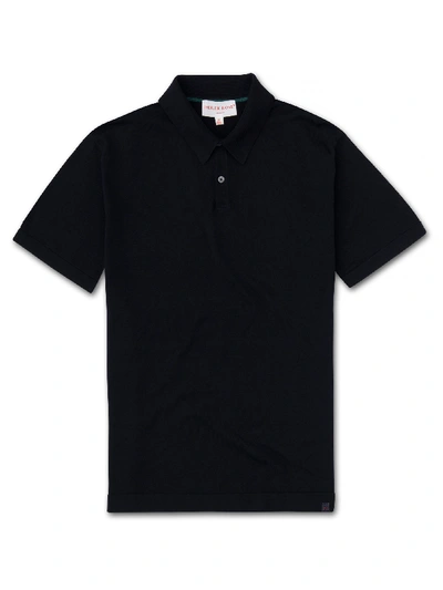 Derek Rose Men's Polo Shirt Jacob Sea Island Cotton Navy