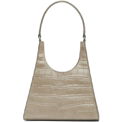 Staud Rey Croc-effect Leather Shoulder Bag In Grey