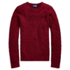 Ralph Lauren Cable-knit Cashmere Sweater In Burgundy