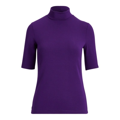 Ralph Lauren Jersey Turtleneck Top In Royal Purple