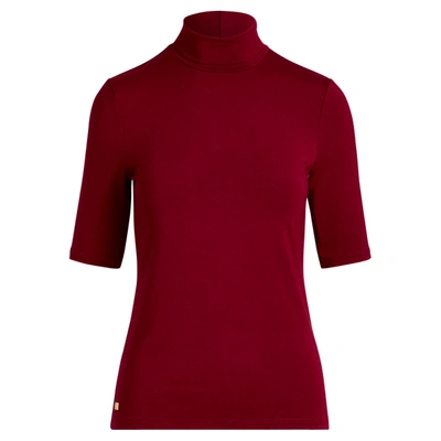 Ralph Lauren Jersey Turtleneck Top In Dark Raspberry