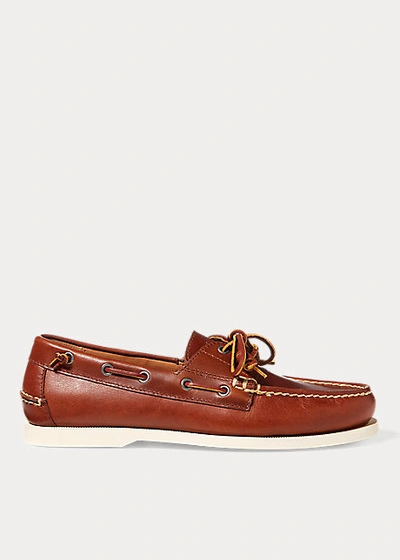 Polo Ralph Lauren Merton Leather Boat Shoe In Deep Saddle Tan