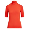 Ralph Lauren Jersey Turtleneck Top In Sporting Orange