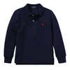 Polo Ralph Lauren Kids' Cotton Mesh Long-sleeve Polo Shirt In Newport Navy